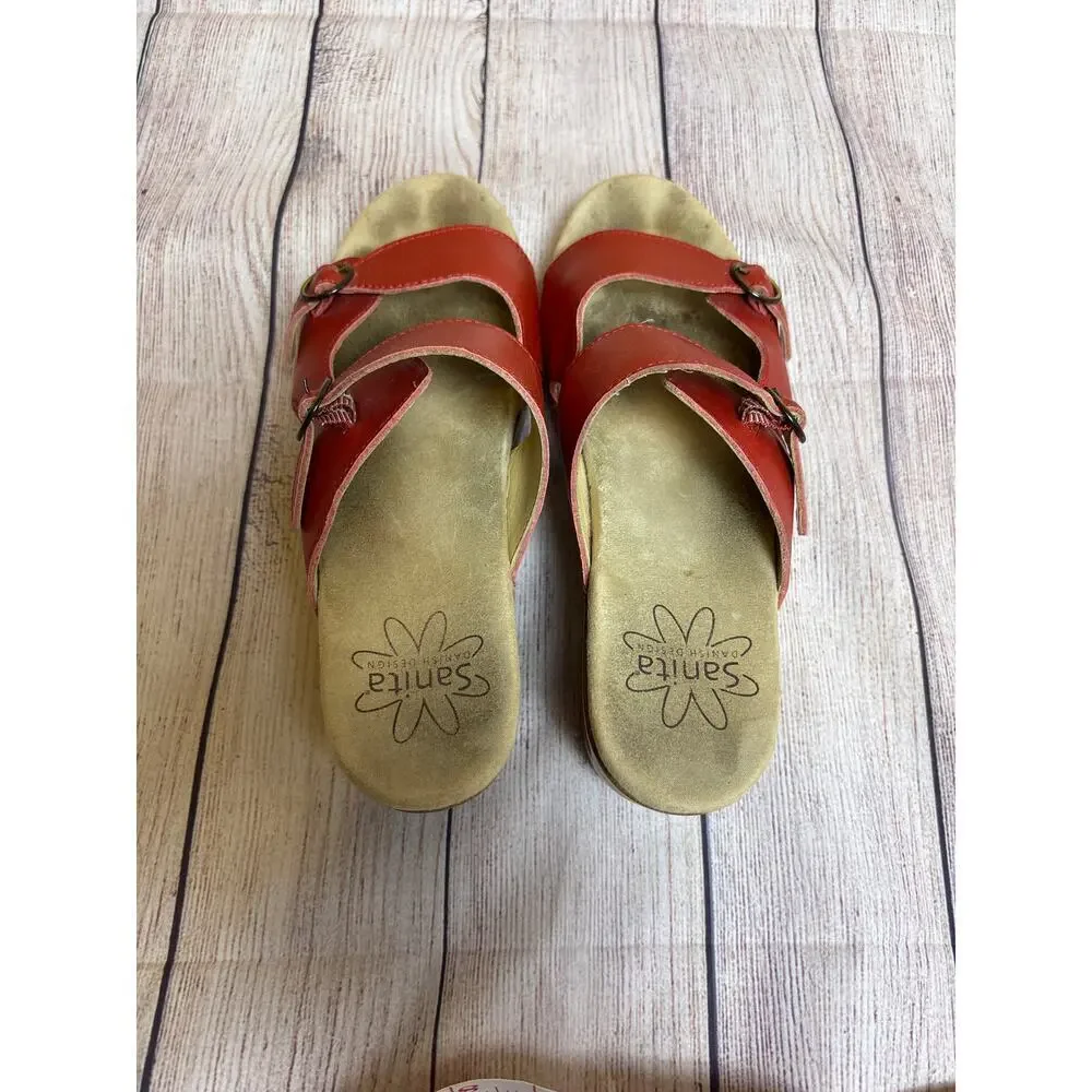 Dansko Red Leather Strappy Heel Sandal Women's Size 40